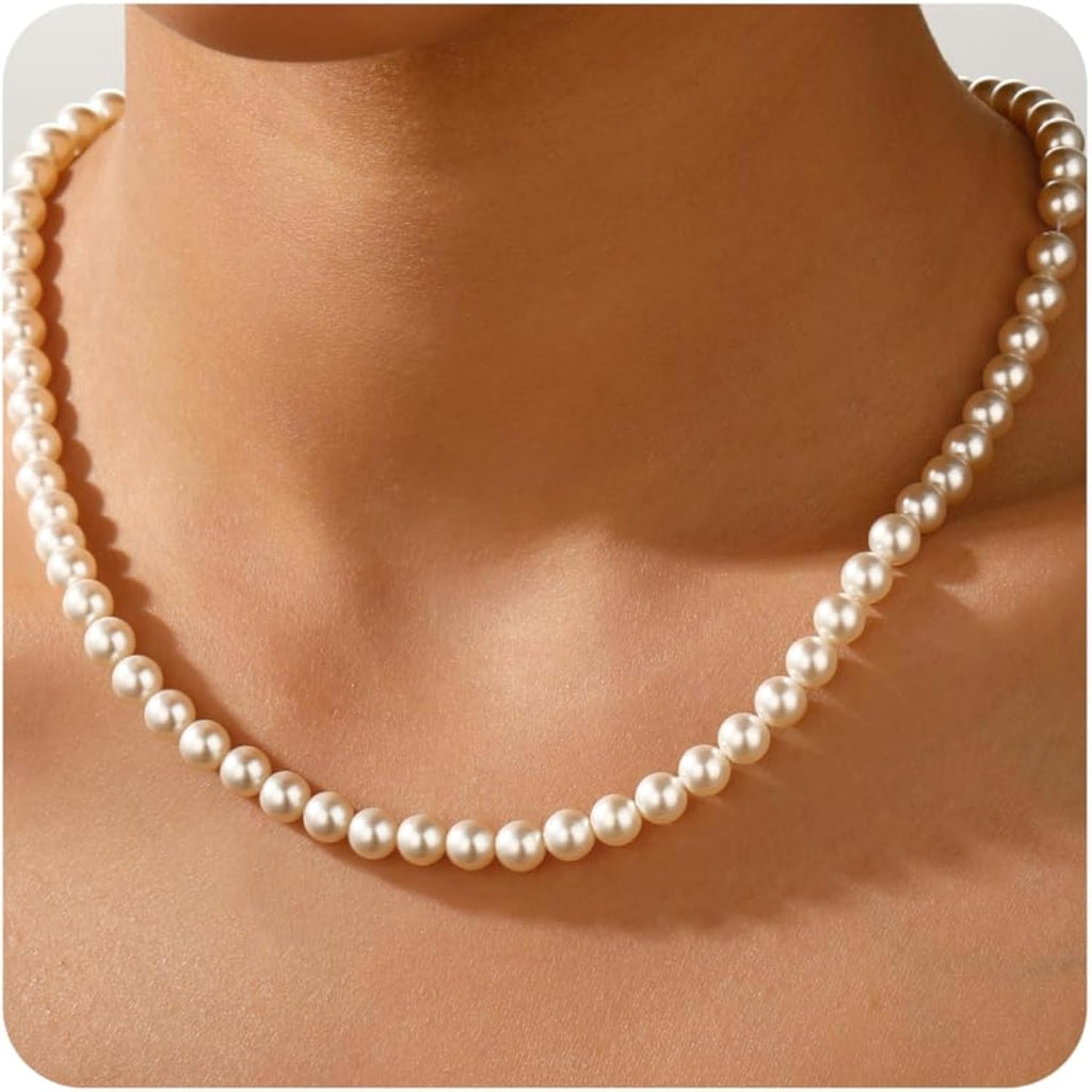 Ritach Mothers Day Gifts for Mom Daughter Wife - Real Gold Plated Pearl Necklaces for Women Dainty Round Drop Pearl Necklace Layered Gold Necklace for Women Teen Girl Bridesmaid Wedding Birthday Gifts