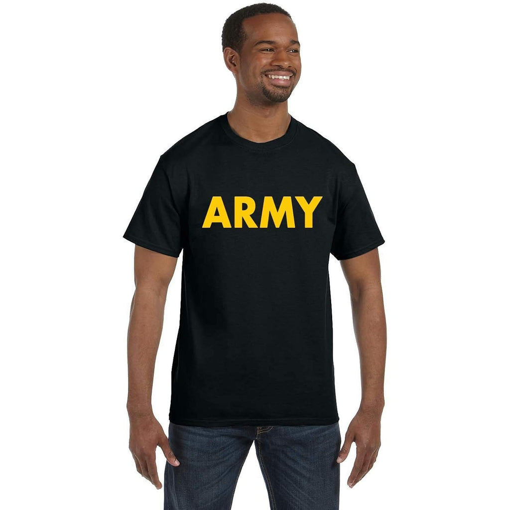 Lucky Ride Military Gear Black Army Short Sleeve T-Shirt With Gold Print