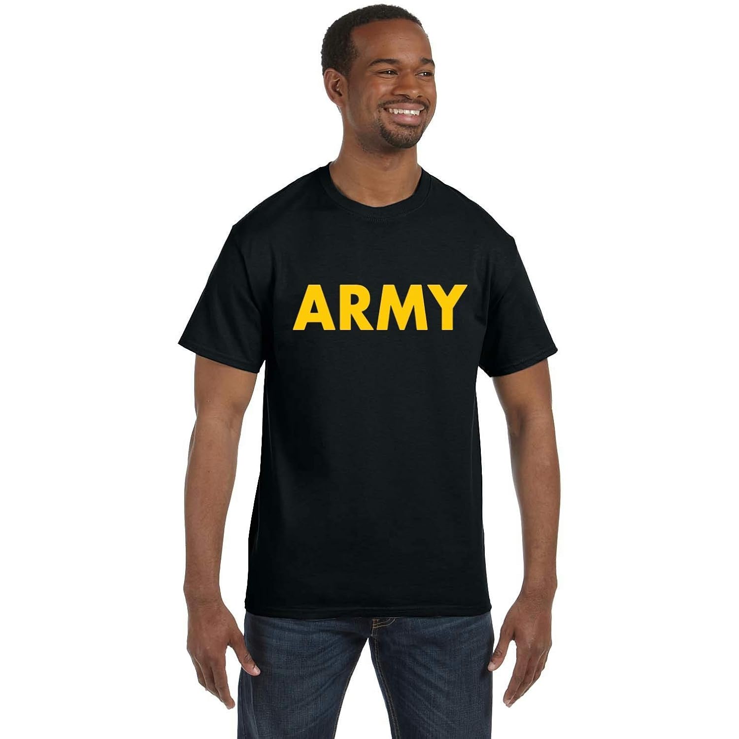Lucky Ride Military Gear Black Army Short Sleeve T-Shirt With Gold Print