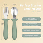 Eascrozn Toddler Utensils, 6 Pack kids Silverware Set with Silicone Handle, 18/8 Stainless Steel Children Safe Forks and Spoons, Dishwasher Safe
