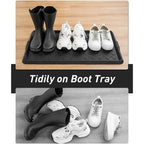 Supenuin Boot-Tray Heavy Duty Rubber Mat With Lip Waterproof Shoe Mat Tray For Entryway Indoor Outdoor Multi Use Catch All Trays Entryway Shoe Storage 16X27.5 Inches