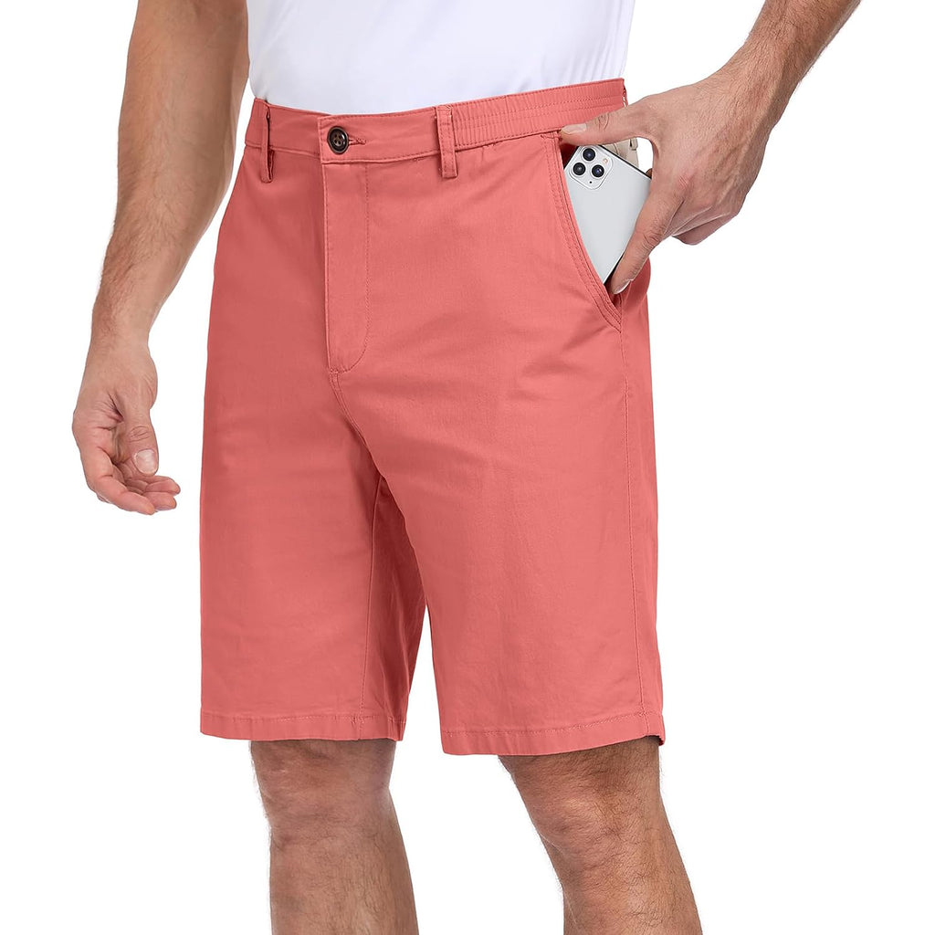 Oymyakon Men'S Stretch Chino Short Slim Fit 10" Inseam Flat Front Shorts Summer Cotton Casual Shorts With Pocket