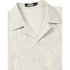 Jogal Mens Guayabera Shirts Cuban Short Sleeve Casual Button Down Beach Shirt