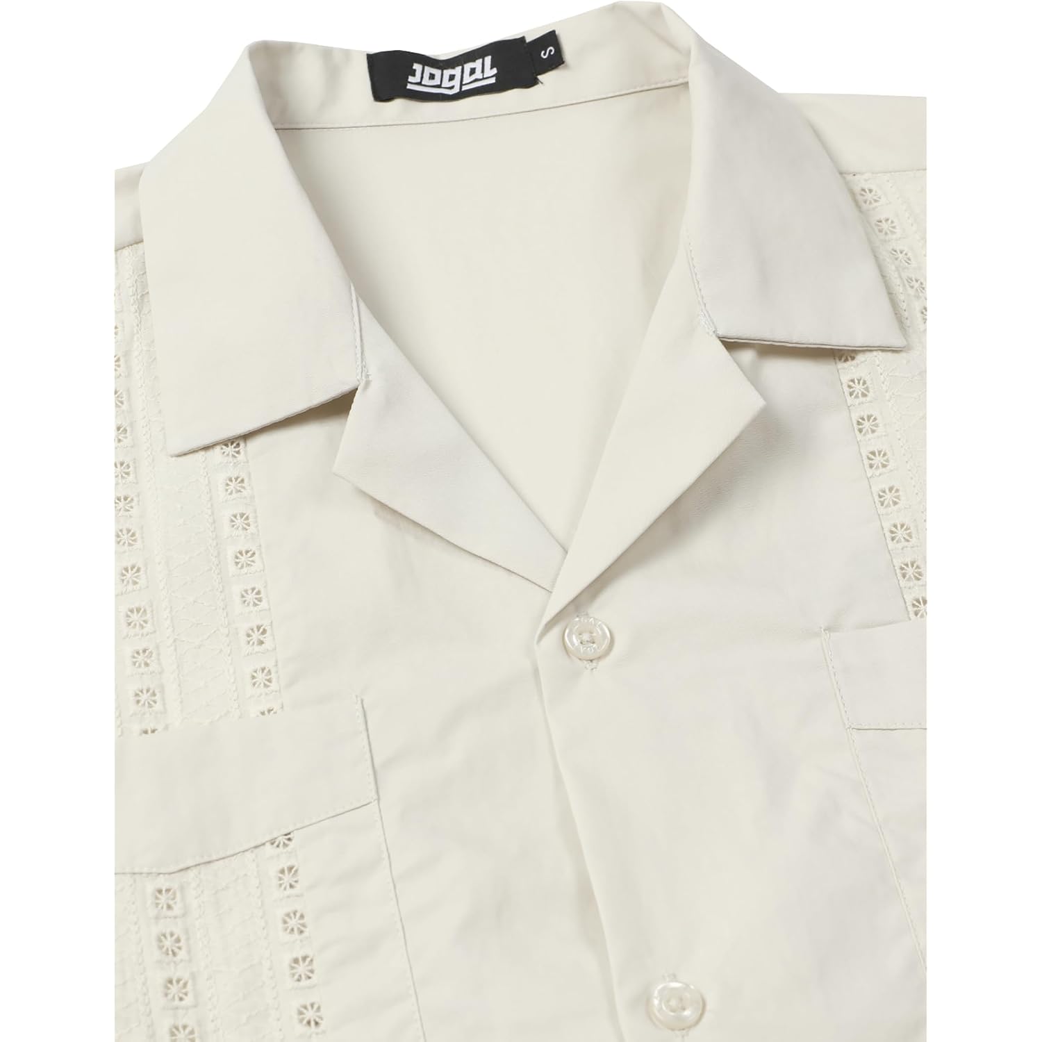 Jogal Mens Guayabera Shirts Cuban Short Sleeve Casual Button Down Beach Shirt