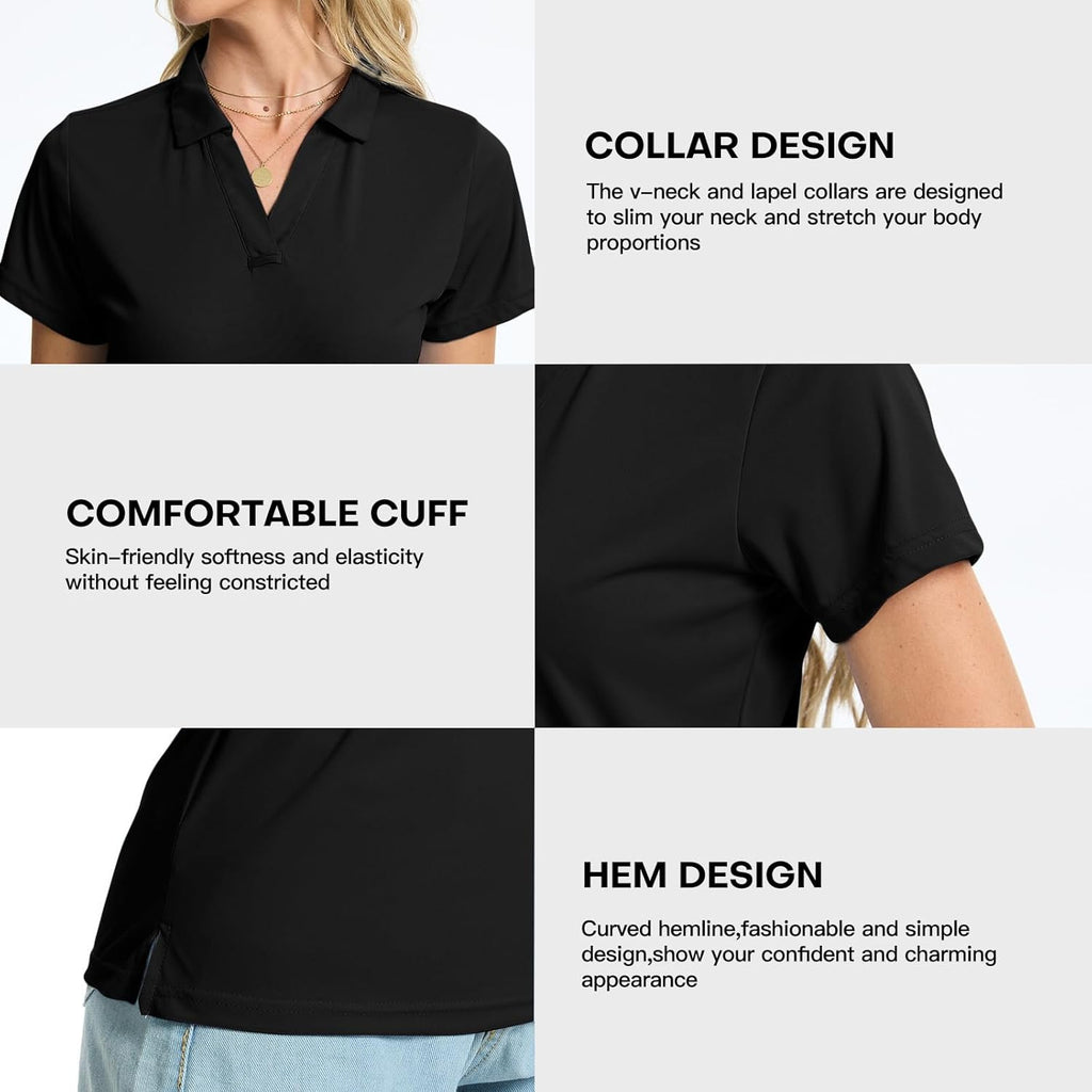 Women's Polo Shirts Short Sleeve Quick Dry UPF 50+ Sun Protection Business Casual Collared Shirt Tennis Golf Shirt Work Tops