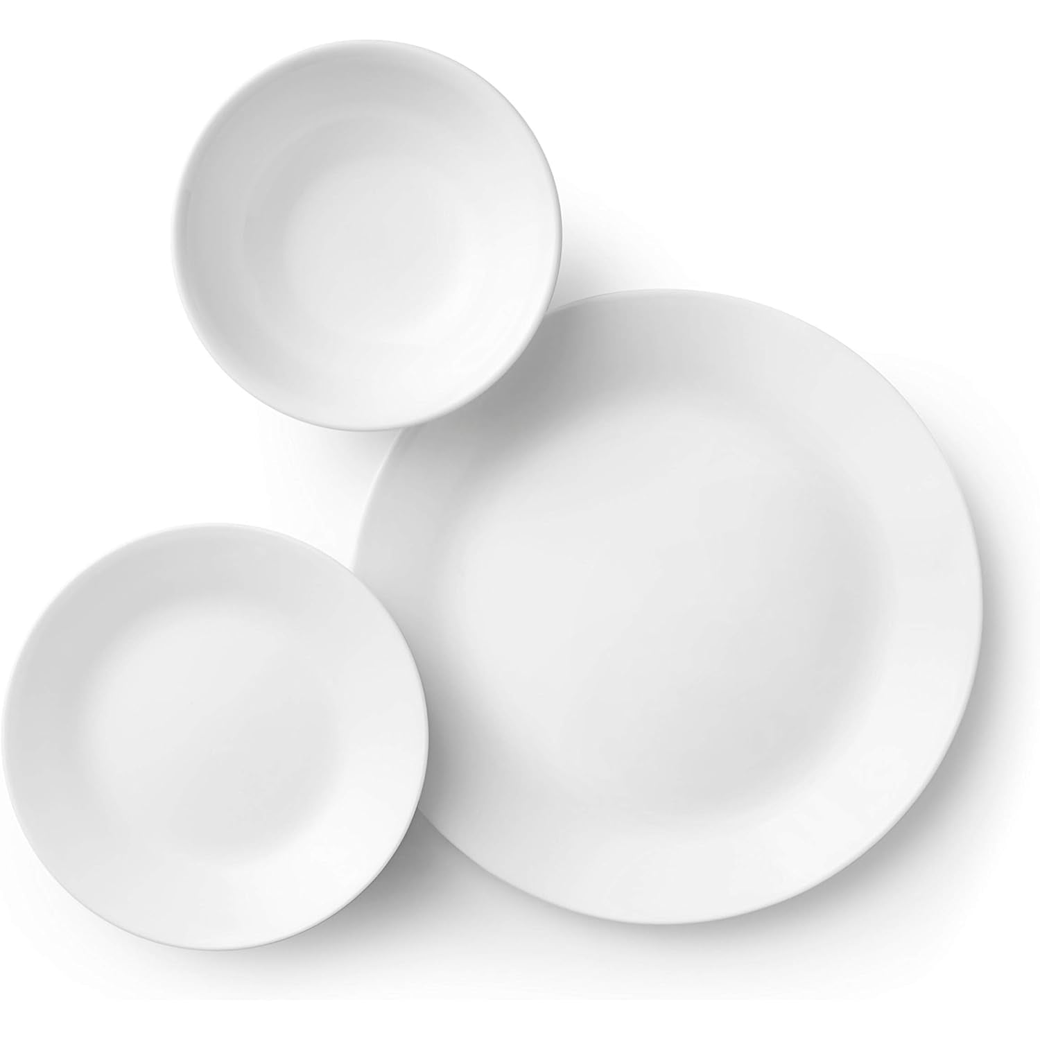 Corelle Vitrelle 18-Piece Service for 6 Dinnerware Set Triple Layer Glass and Chip Resistant, Lightweight Round Plates and Bowls Set, Winter Frost White
