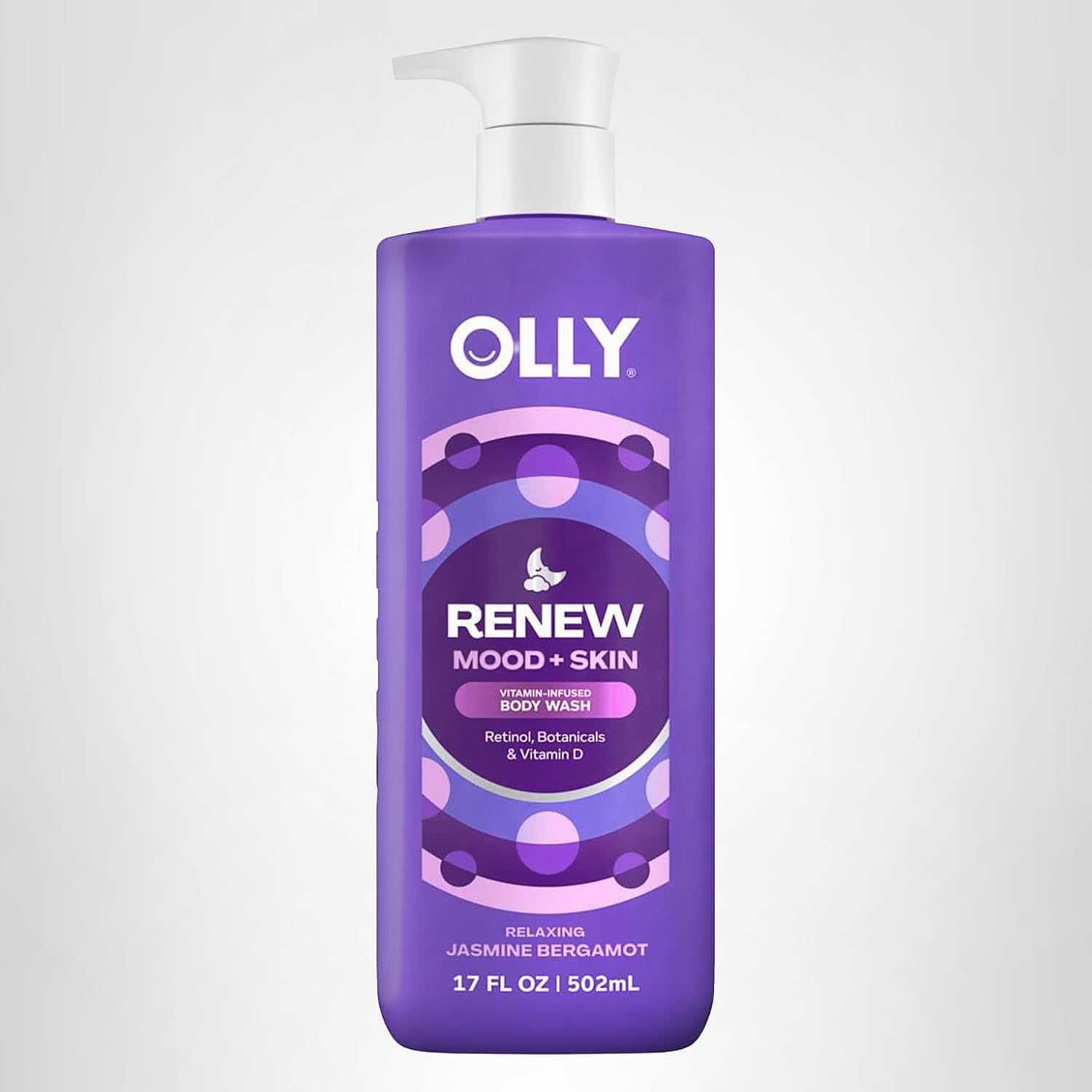 Olly Renew Body Wash With Vitamin D, Retinol & Botanicals – Nourishing Cleanser For Skin Barrier Repair, Deep Hydration, Jasmine Bergamot Scent, 17Oz
