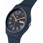 Swatch Gent Biosourced Unisex Watch Casual Polymer Blue Quartz Waterproof Trendy Lines At Night
