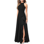 Woosea Women'S High Neck Sexy Split Evening Cocktail Party Maxi Long Formal Dress
