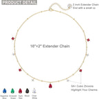 RLMOON Gold Necklaces for Women 14K Gold Plated CZ Diamond Choker Necklace Red Emerald Green Blue Black Teardrop Necklace for Wedding Bridesmaid Prom Trendy Gold Jewelry Gift