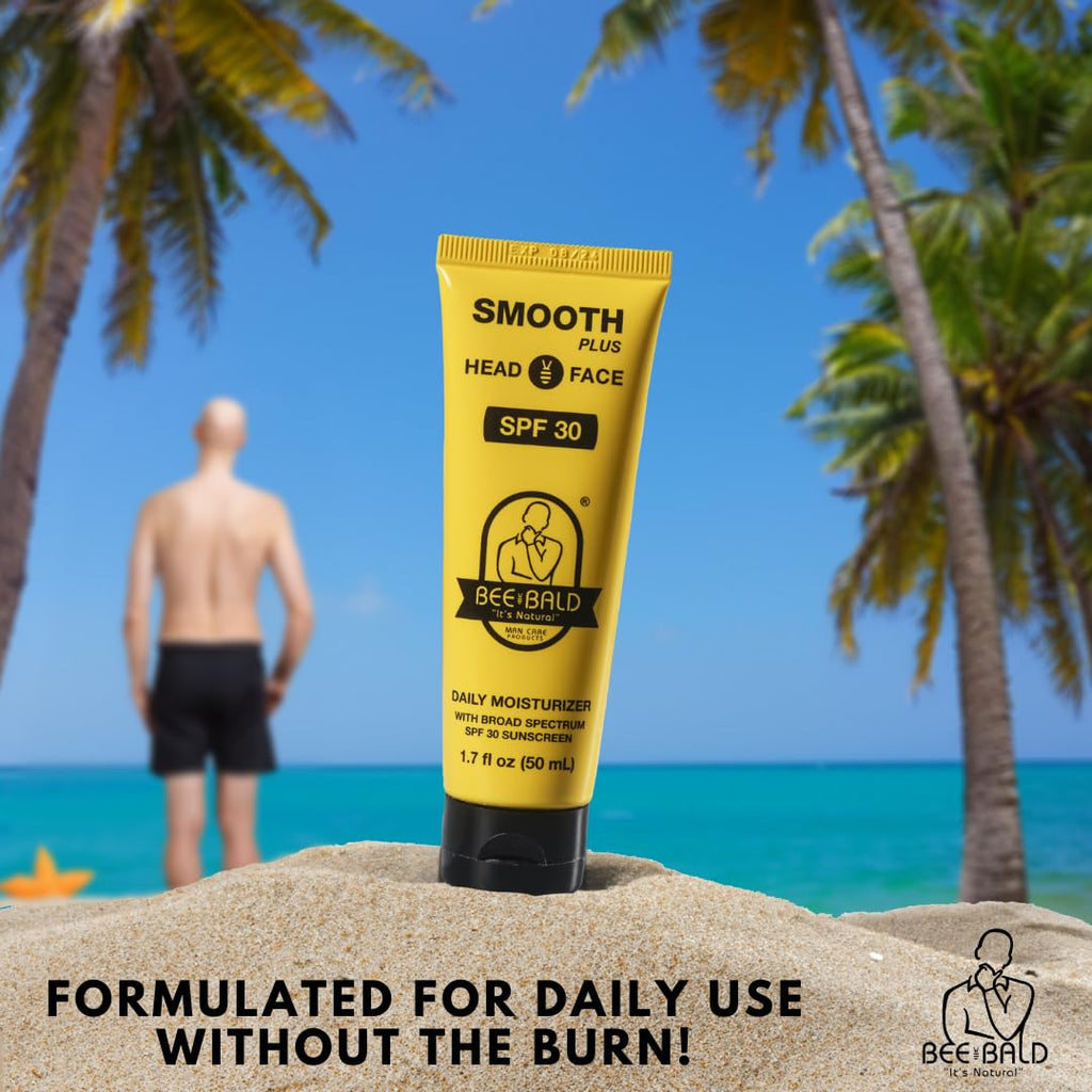 Bee Bald Smooth Plus Head & Face Moisturizer With Spf 30 Sunscreen Lotion Protecting Skin From Harmful Uva/Uvb Rays While Hydrating, Moisturizing And Toning, 1.7 Fl Oz