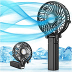Versiontech. Portable Handheld Fan, Powerful+Durable+180° Foldable, Mini Hand Fans With Usb Rechargeable Battery Operated Cooling Accessories For Personal Use, Travel, Office Black