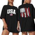 Red White and Blue Shirts for Women 4th of July Shirts Oversized USA American Flag Shirt Patriotic Short Sleeve Tee Tops