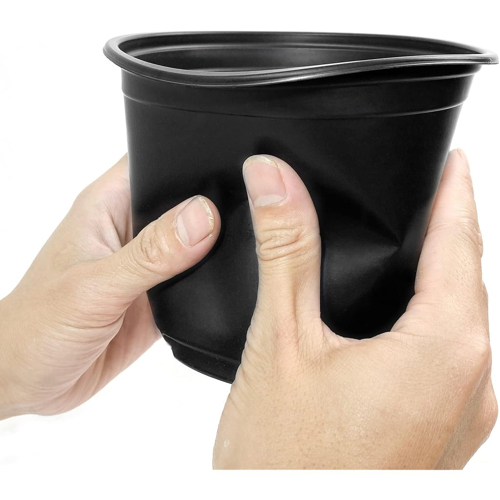 Raookif 100 Pack Nursery Pots, 4 5 6 Inch Nursery Pot For Plants, Plastic Plant Pots With Drainage Holes, Garden Flower Pots For Transplanting, Succulents, Cuttings, Seedlings(4Inch,100Pcs)