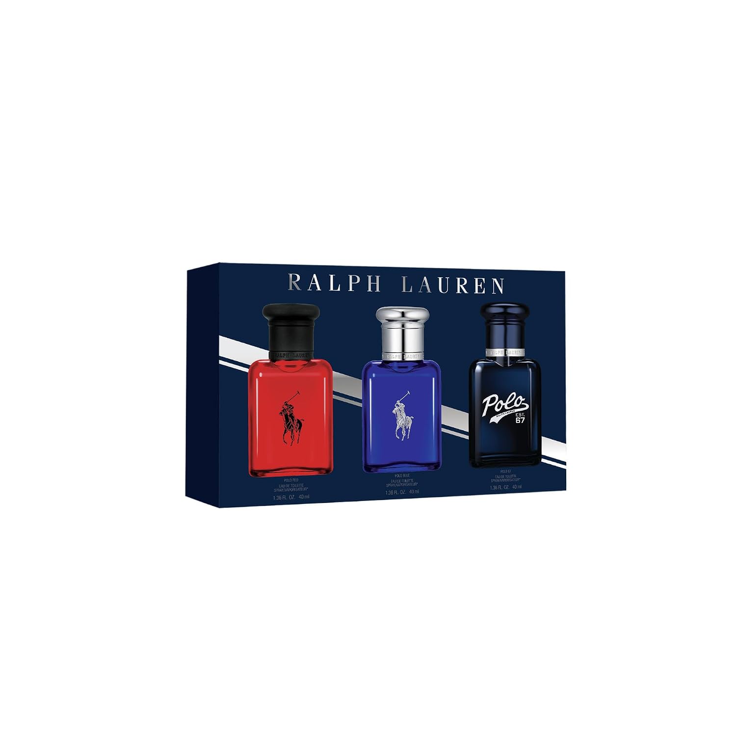 Ralph Lauren - World Of Polo Men'S Cologne Trio Set ($201 Value) - Polo Red Eau De Toilette, Polo 67 Eau De Toilette, & Polo 67 Eau De Parfum - 3-Piece Set - Travel Size - 1.3 Fl Oz Each