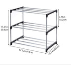 Jucaifu Stackable Small Shoe Rack, Entryway, Hallway And Closet Space Saving Storage And Organization (3-Tier, Black)