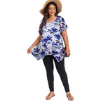 Larace Plus Size Tops For Womens Summer Clothes Short Sleeve Shirts Casual V Neck Tunic Asymmetrical Blouses