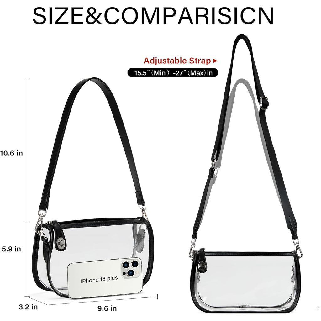 Cluci Clear Purse Crossbody Bags For Women Clear Crossbody Bag Clear Shoulder Bag For Concerts Sports Events Festivals