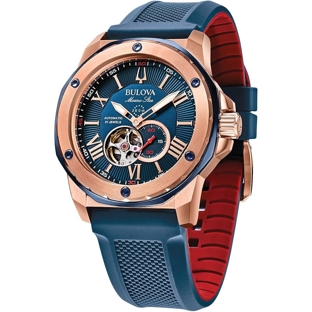Bulova Men'S Marine Star Automatic Blue Dial Watch 98A227