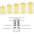 Flameless Candles With Remote, Battery Operated Flickering Flameless Candles, Led Candles With Timer 2/4/6/8H, With Realistic Led Candles Set Of 9 (D3 X H 3" 4" 5" 6" 7") (Ivory)
