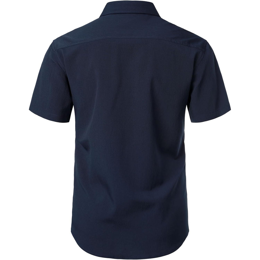 Jemitop Men'S Stretch Wrinkle Free Short Sleeve Texture Shirt Lightweight Summer Button Down Shirts For Beach Vacation