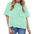Cicy Bell Womens Summer Cropped T-Shirts Boxy Casual Short Sleeve Crew Neck Tops Acid Wash Cotton Loose Fit Tee Shirts