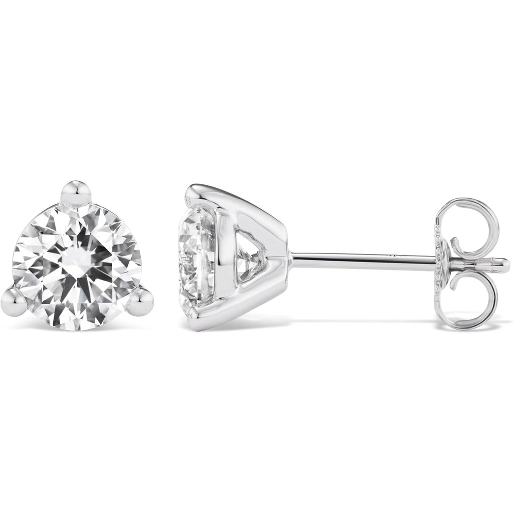IGI Certified 1.50 to 4.00 Carat Lab Grown Diamond Round Stud Earrings for Women I 14k White Gold Earrings for Her (I-J, VS1-VS2, cttw) 3-Prong Martini Set Diamond I Push Back Studs