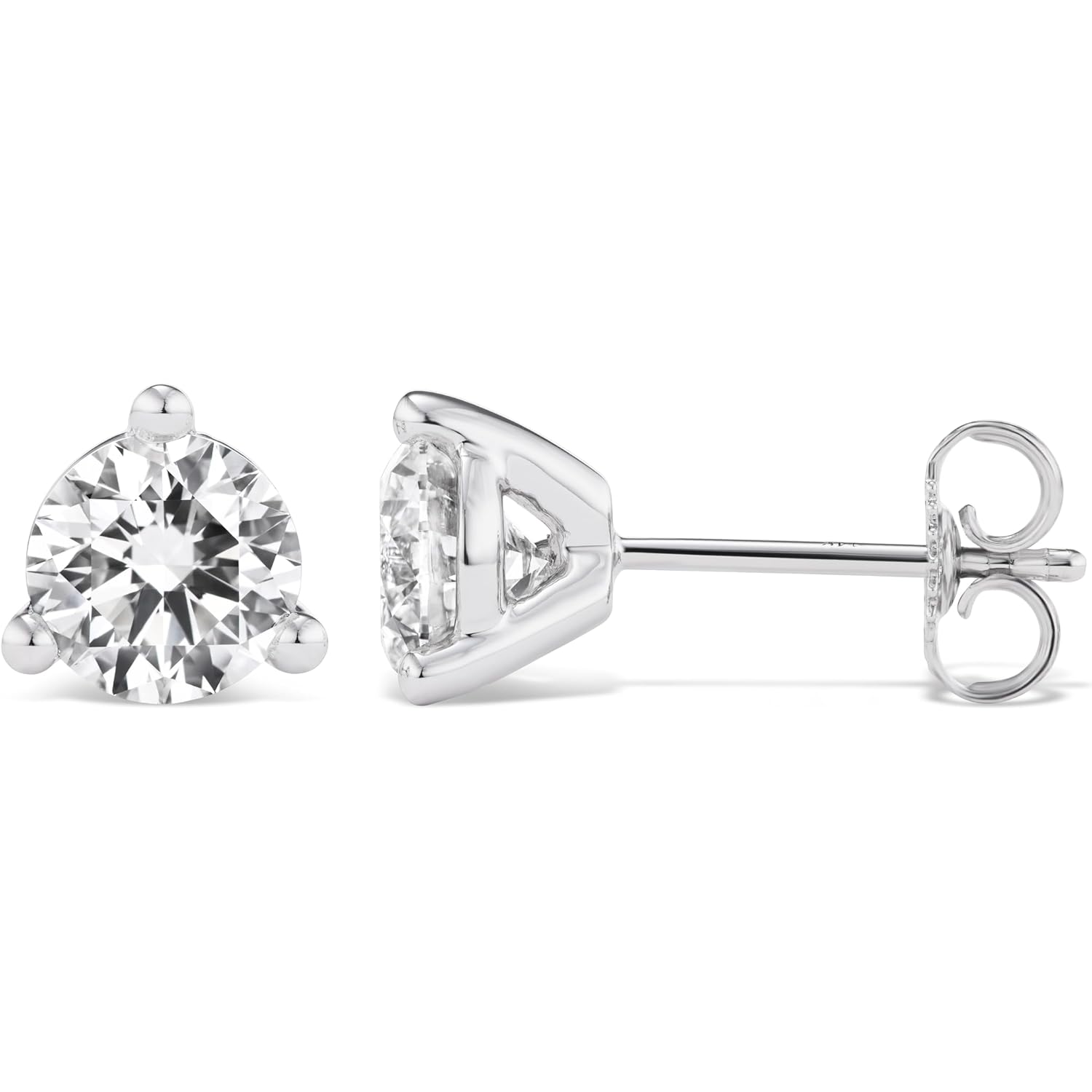 IGI Certified 1.50 to 4.00 Carat Lab Grown Diamond Round Stud Earrings for Women I 14k White Gold Earrings for Her (I-J, VS1-VS2, cttw) 3-Prong Martini Set Diamond I Push Back Studs