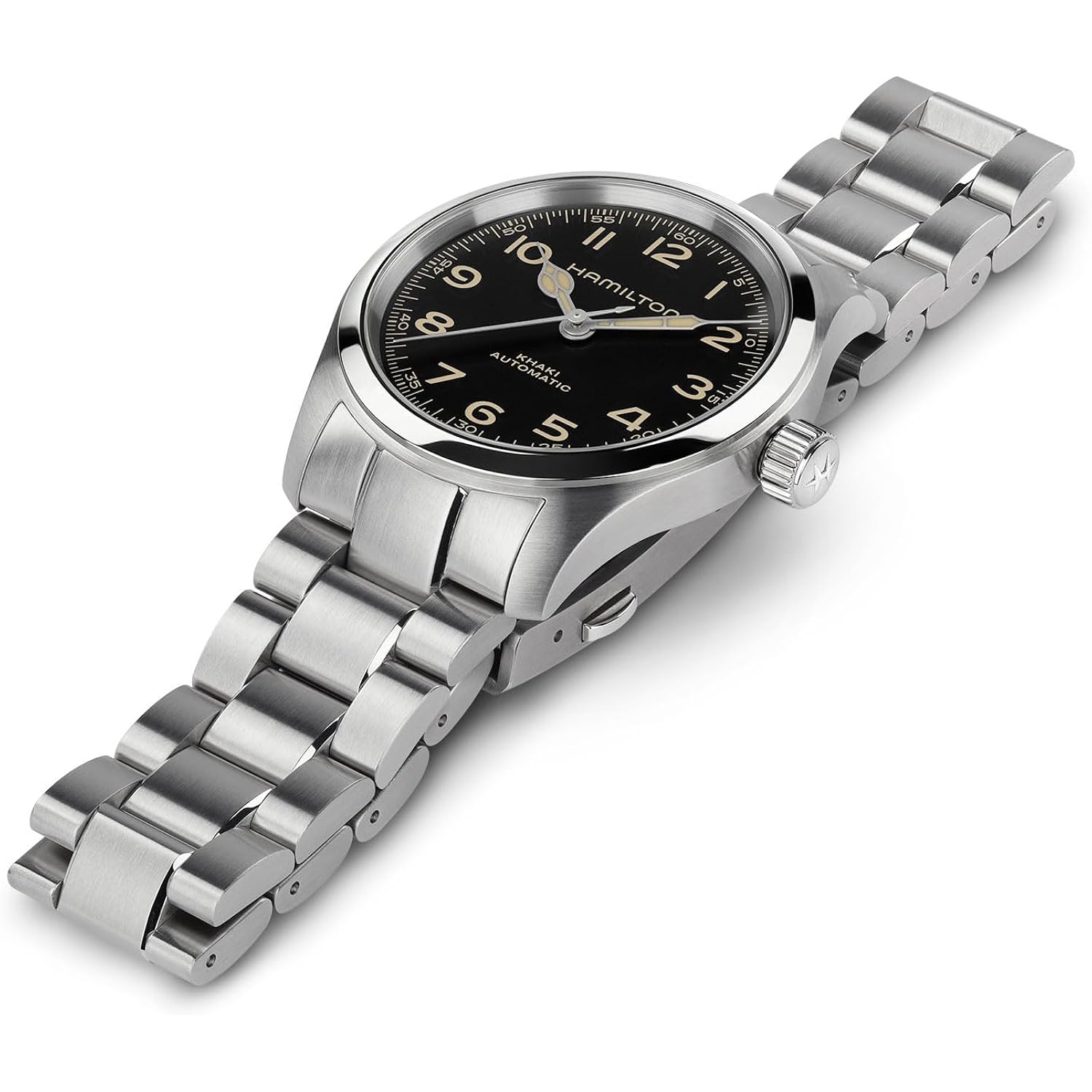 Hamilton Khaki Field Murph Automatic Men'S Watch, 38Mm Stainless Steel Case, Swiss Made, Black Dial Analog Wrist Watch, 100M Waterproof, Sapphire Crystal, 3-Hand Movement, Stainless Steel Strap