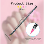 4 Pcs Rhinestone Picker Tool, Self Adhesive Wax Pencil for Rhinestones, Rhinestone Pen Gem Picker Tool with Pencil Sharpener Nail Dotting Tool for DIY Nail Art