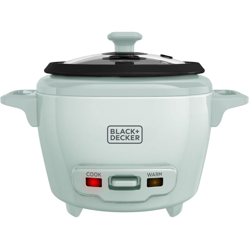 Black+Decker 3-Cup Cooked (1.5 Cups Uncooked) Rice Cooker, Removable Nonstick Bowl, One-Touch Operation, Surf Spray