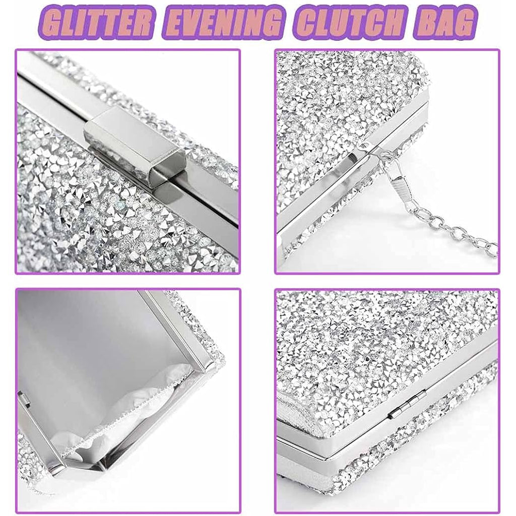 ELABEST Rhinestone Clutch Purse Bling Evening Bag for Women Formal Dress Wedding Double Sided Diamond Handbag