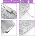 ELABEST Rhinestone Clutch Purse Bling Evening Bag for Women Formal Dress Wedding Double Sided Diamond Handbag