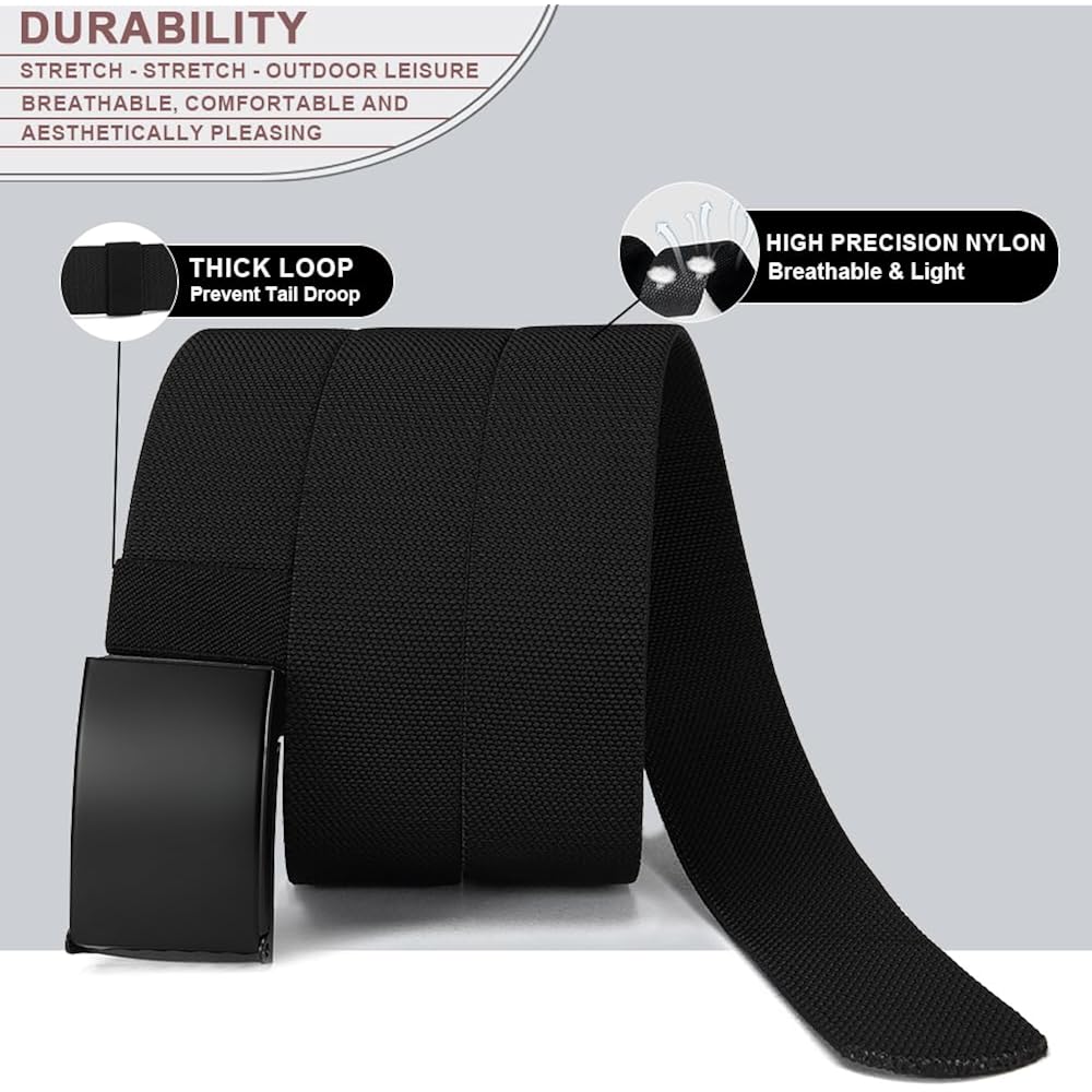 DOOPAI Canvas Web Belt with Stretch Flexibility, Elastic Belt Fit, Top Military Buckle - Adjustable, Cut to Fit
