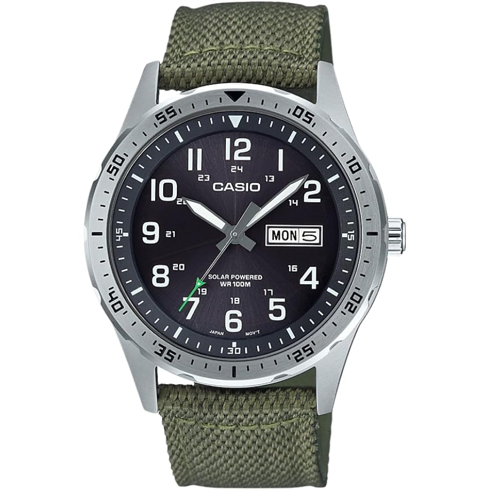 Casio Mtps120L Series | Unisex Analog Watch | 100M Wr | Stainless Steel Case | 3 Hand Analog (Hr, Min, Sec) | Date Display | Low Battery Alert | Military Styling | Solar Powered