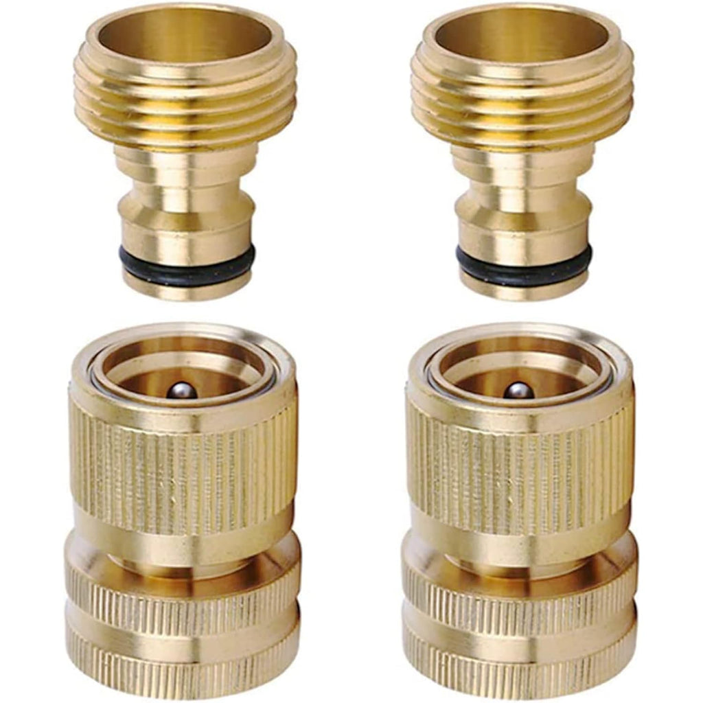 Brass Hose Quick Connect, 3/4 Inch Ght Thread Garden Hose Quick Connector No-Leak Water Hose Quick Connect Fittings Male And Female - 2Packs