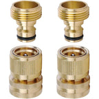 Brass Hose Quick Connect, 3/4 Inch Ght Thread Garden Hose Quick Connector No-Leak Water Hose Quick Connect Fittings Male And Female - 2Packs