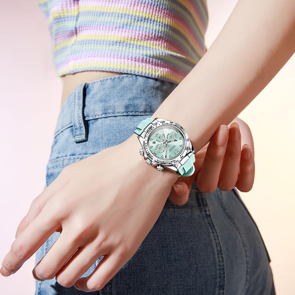 OLEVS Luxury Diamond Small Female Watches - Stainless Steel Bracelet, Waterproof Business Dress Analog Luminous Date Ladies Watches