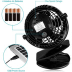 Gazeled Clip On Fan Battery Operated, 360° Rotation, With 8 Free Aa Batteries, Quiet Usb Or Battery Operated Fan, 5'' Portable Battery Powered Clip On Fans For Camping, Stroller, Bedroom, Outdoor