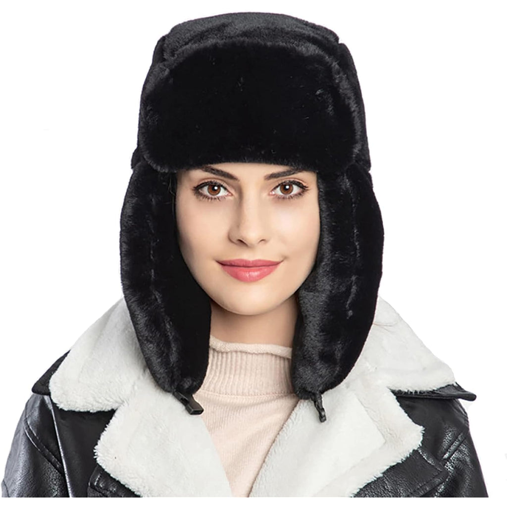 Winter Ushanka Russian Trapper Hats with Ear Flaps,Warm Full Hood Earflap Hat for Men and Women Windproof Fluffy Hats