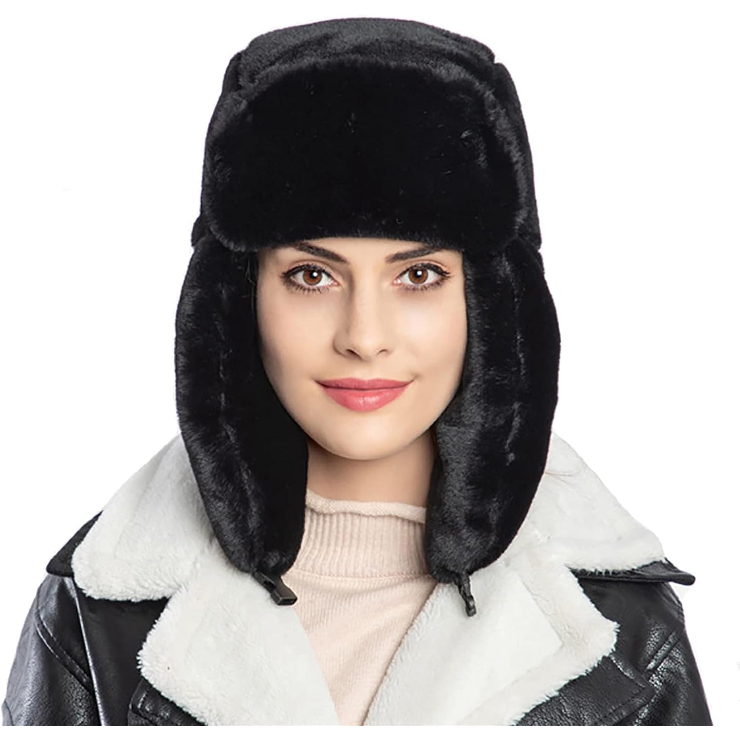 Winter Ushanka Russian Trapper Hats with Ear Flaps,Warm Full Hood Earflap Hat for Men and Women Windproof Fluffy Hats