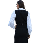V Vocni Women'S Fully Lined 4 Button V-Neck Economy Dressy Suit Vest Waistcoat