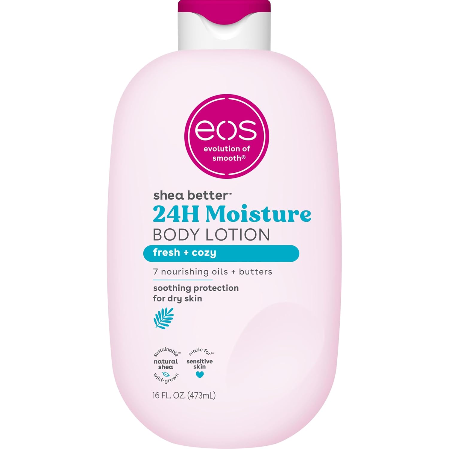 Eos Shea Better Body Lotion, Fresh & Cozy, 24-Hour Moisture Skin Care, Lightweight & Non-Greasy, Natural Shea, Vegan, 16 Fl Oz