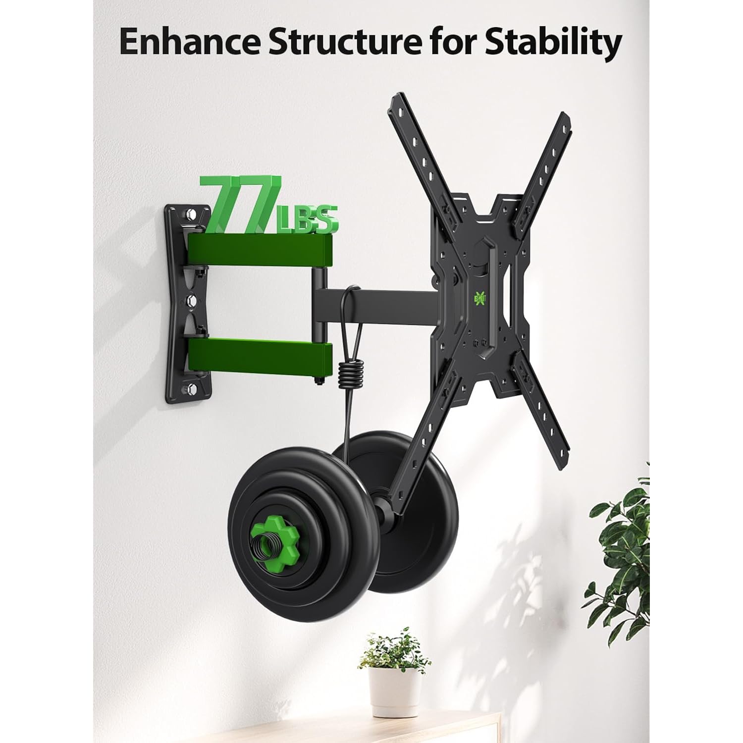 USX MOUNT UL Listed Full Motion TV Mount, Swivel Articulating Tilt TV Wall Mount for 26-65 Inch LED, 4K, Wall Mount Bracket with VESA 400x400mm Up to 77lbs, Perfect Center Design -XMM006-1