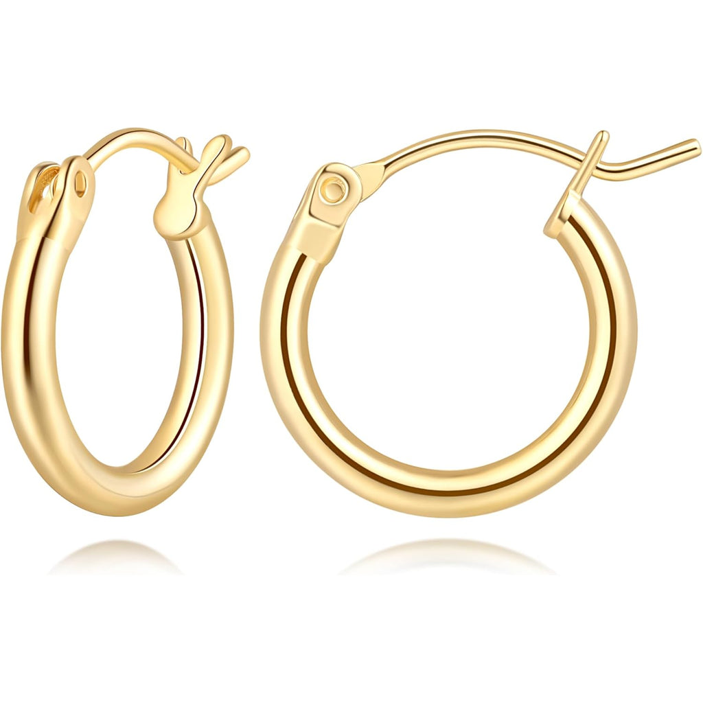 14K Gold Hoop Earrings, Huggie Hoop Earrings for Women, Hypoallergenic Lightweight Small Hoop Earring for Womens 14mm/16mm/18mm
