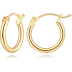 14K Gold Hoop Earrings, Huggie Hoop Earrings for Women, Hypoallergenic Lightweight Small Hoop Earring for Womens 14mm/16mm/18mm