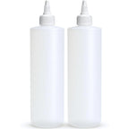 BRIGHTFROM Condiment Squeeze Bottles, 16 OZ Empty Squirt Bottle with Twist Top Cap, Leak Proof - Great for Ketchup, Mustard, Syrup, Sauces, Dressing, Oil, Arts and Crafts, BPA FREE Plastic - 2 PACK