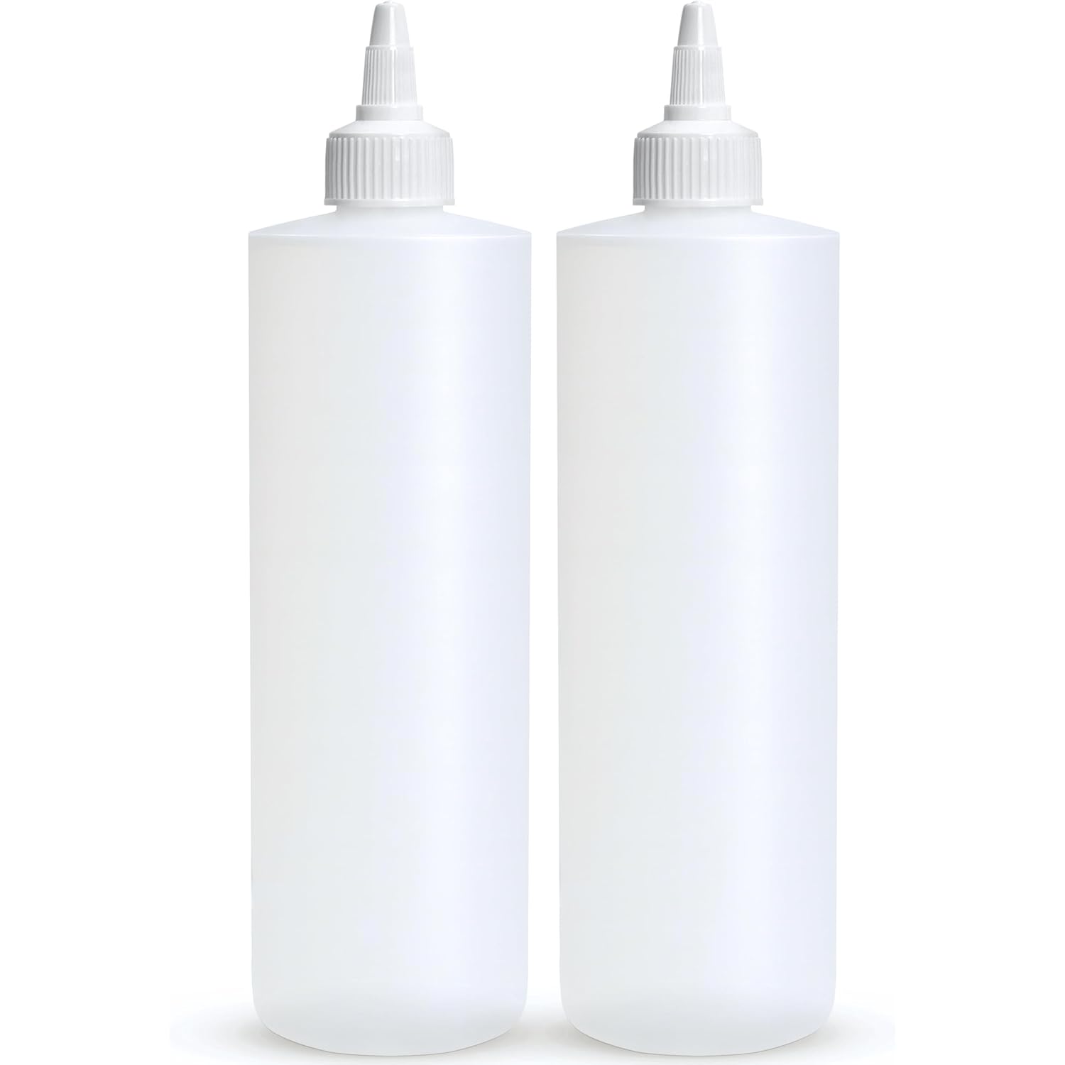 BRIGHTFROM Condiment Squeeze Bottles, 16 OZ Empty Squirt Bottle with Twist Top Cap, Leak Proof - Great for Ketchup, Mustard, Syrup, Sauces, Dressing, Oil, Arts and Crafts, BPA FREE Plastic - 2 PACK