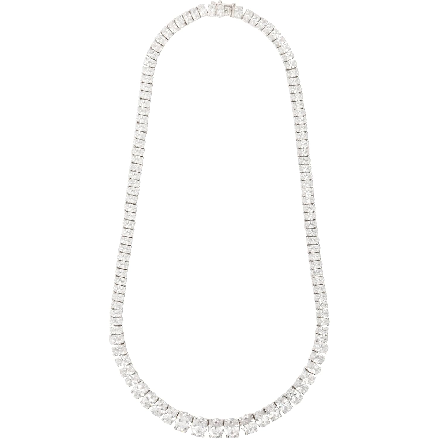 14K White Gold Lab Grown Diamond Tennis Necklace, 5.15 Carats, VS1 Clarity, E-F Color, Oval Cut 4 Prongs Fine Jewelry for Gifts