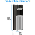 Brio Bottom Loading Water Cooler Dispenser for 5 Gallon Bottles - 3 Temperatures with Hot, Room & Cold Spouts, Child Safety Lock, LED Display with Empty Bottle Alert, Stainless Steel